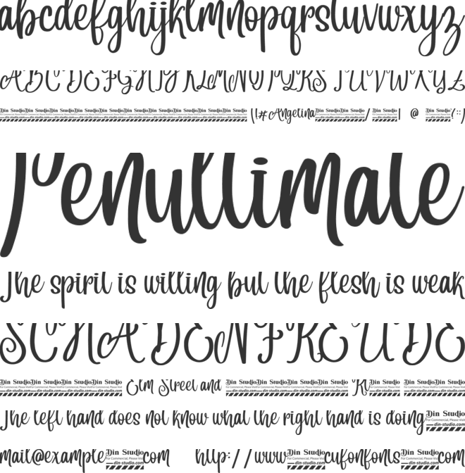 Angelina Personal Use font preview
