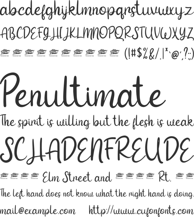 Devil Tail - Personal Use font preview