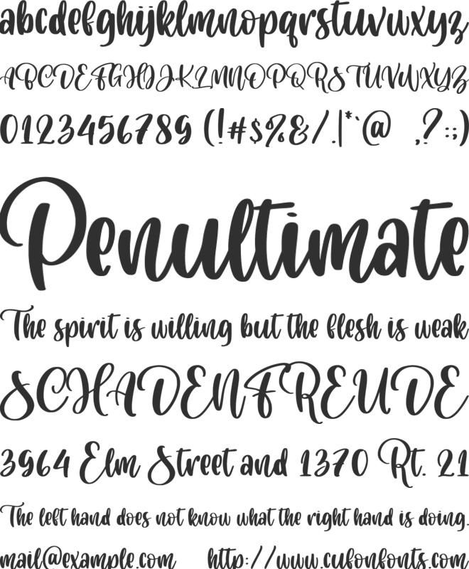 Cuteness Persimmon font preview