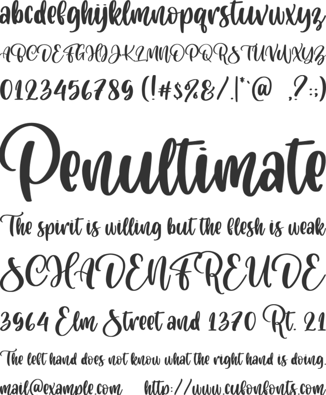 Cuteness Persimmon font preview