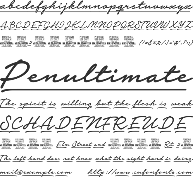 Notera 2 Underline PERSONAL USE font preview