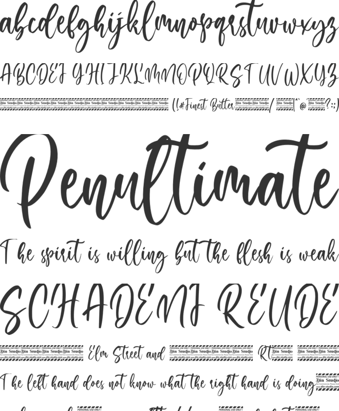 Finest Butter Personal Use font preview