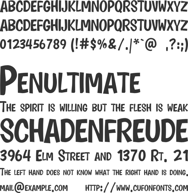 Kartoon Kids font preview