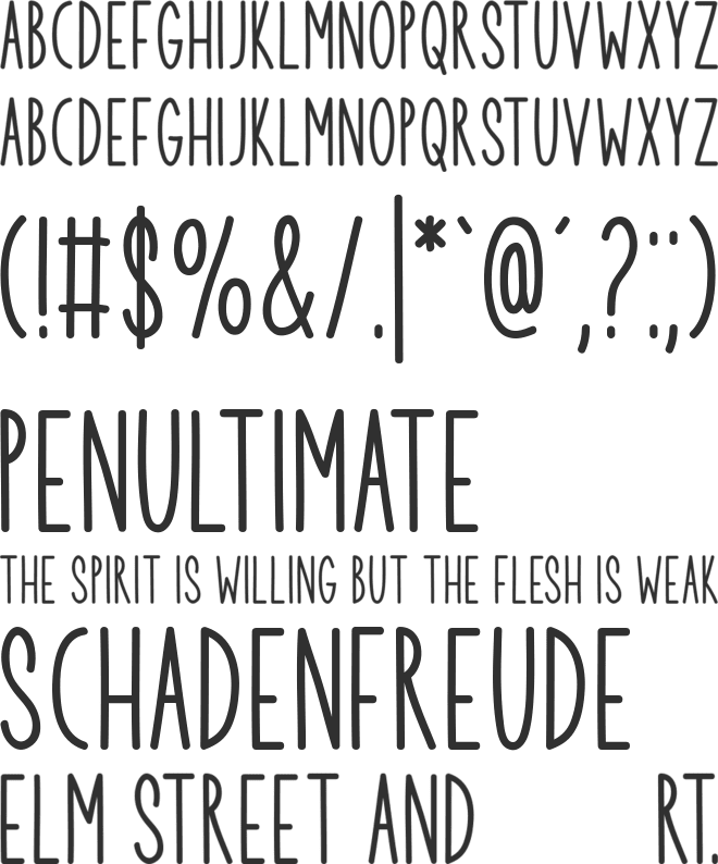 Vacation Planner font preview