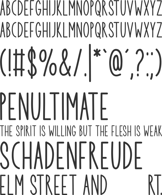 Vacation Planner font preview