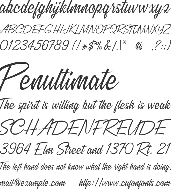 Millania font preview