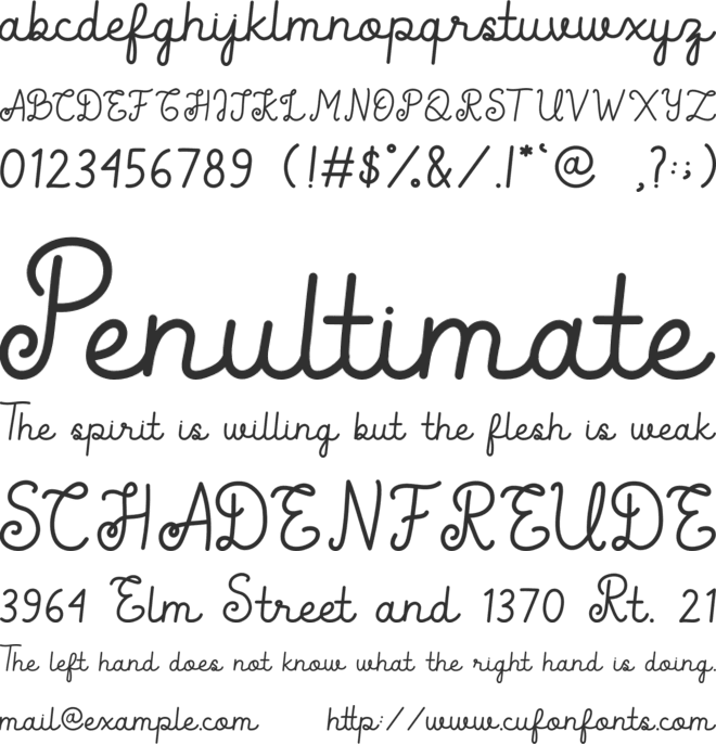 Calittra font preview