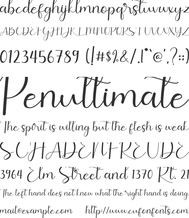 Amillina font preview