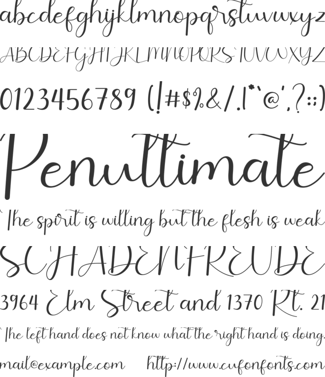 Amillina font preview