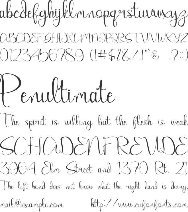Amillea font preview
