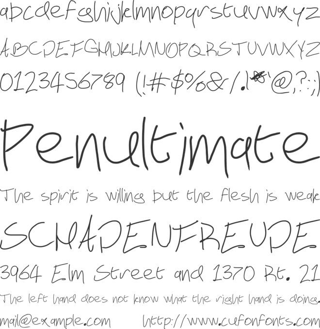 Handwriting font preview