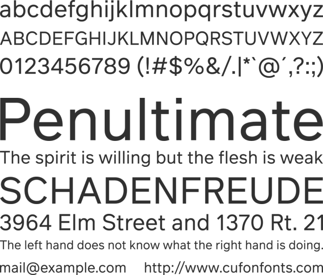 Infra font preview