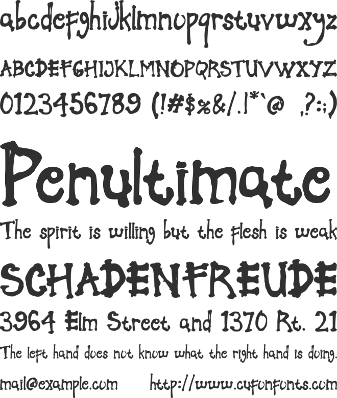 Zombies font preview