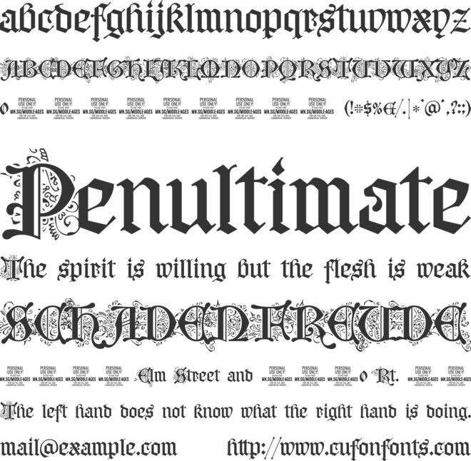 Middle Ages Deco PERSONAL USE font preview