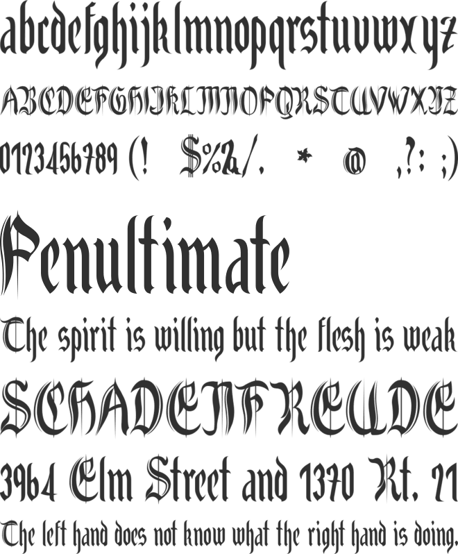 Grabstein Gotik font preview
