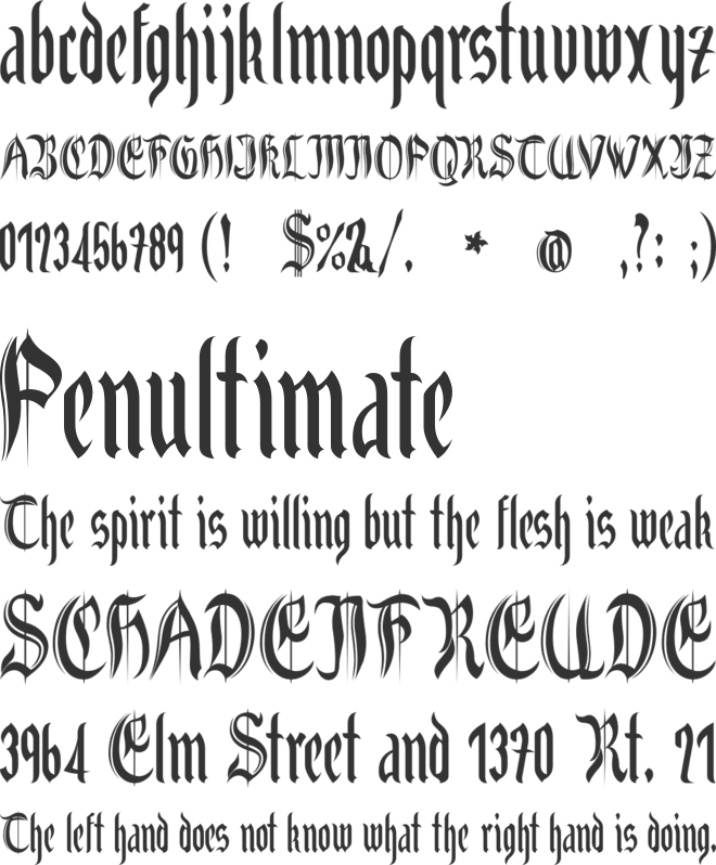 Grabstein Gotik font preview