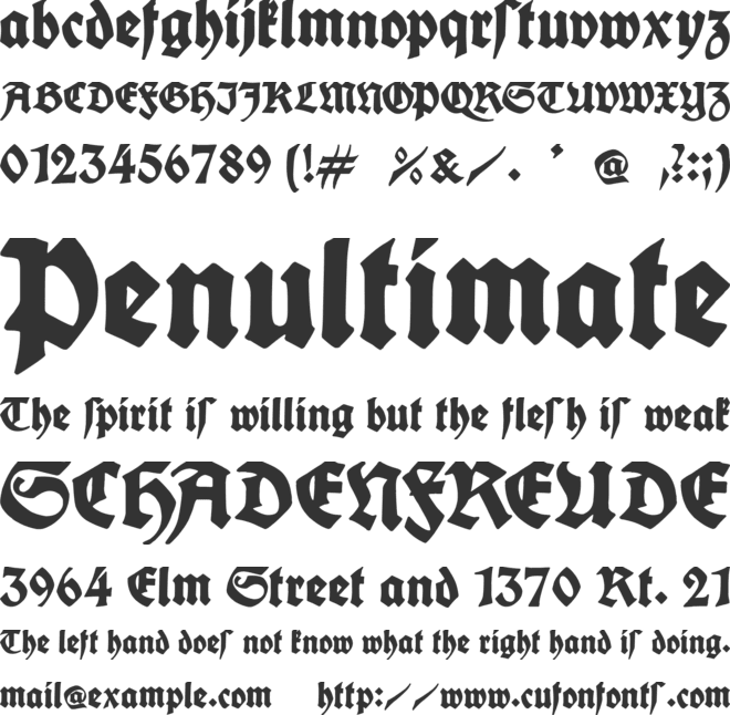 King Arthur Legend font preview