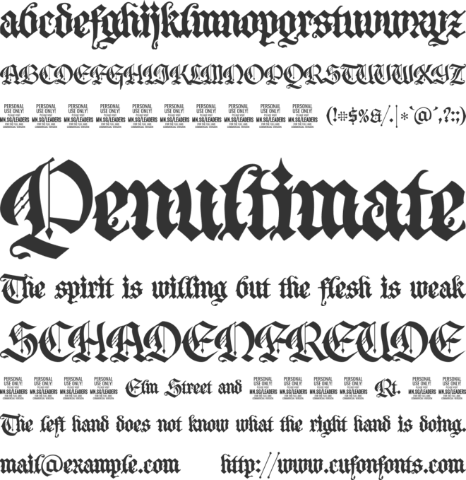 Leaders PERSONAL USE ONLY font preview