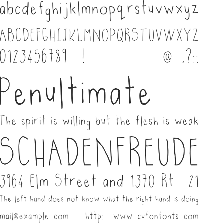 Handwrittening font preview
