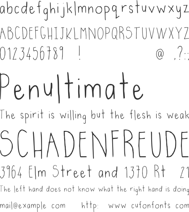 Handwrittening font preview
