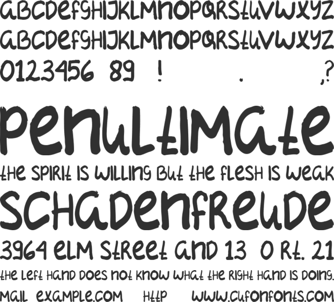 SIZE font preview