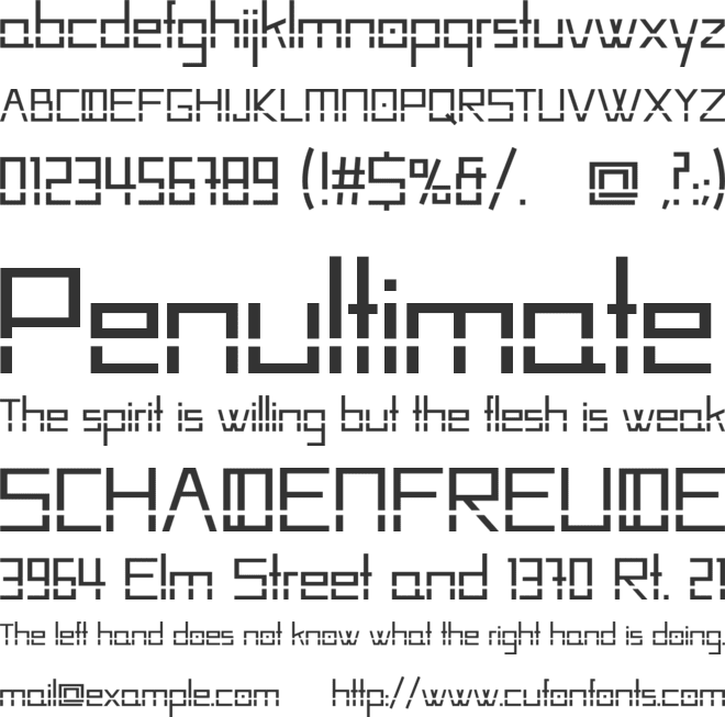 HUECO font preview