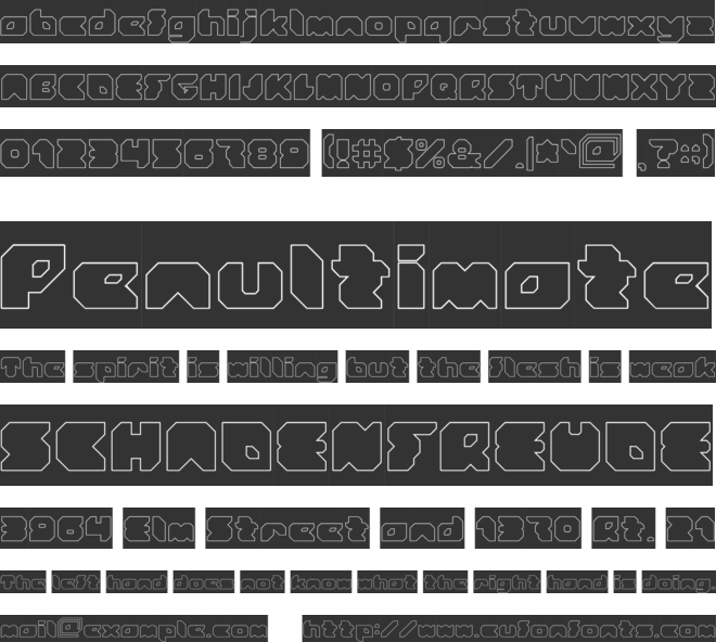 STRANGER-Hollow font preview