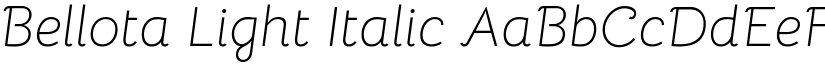 Bellota Light Italic font