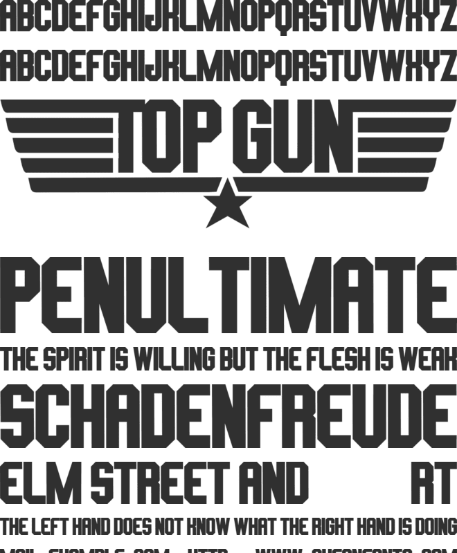 TOP GUN font preview