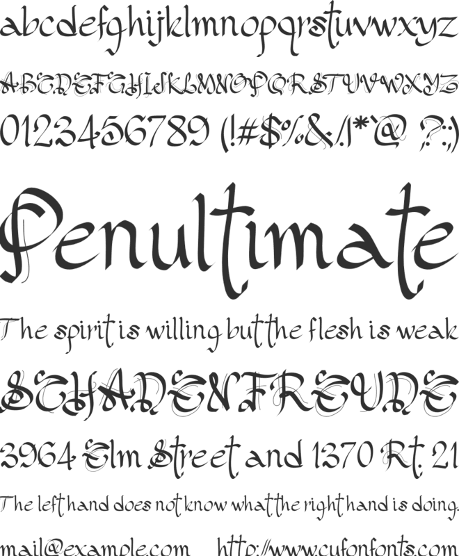 PW Gothic Style font preview