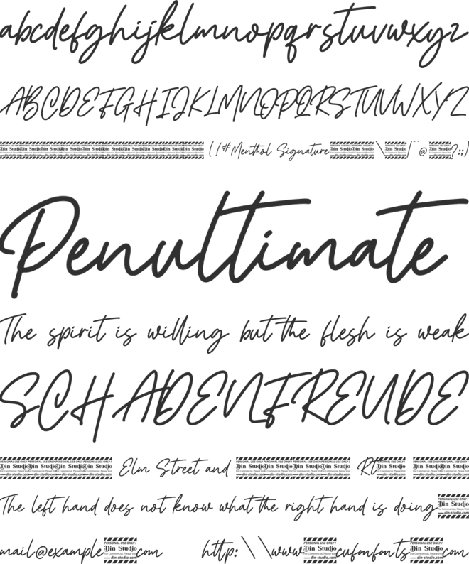 Menthol Signature Personal Use font preview