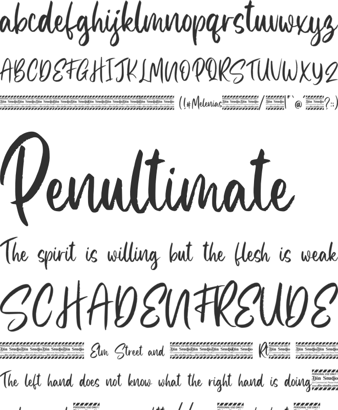 Melenias Personal Use font preview