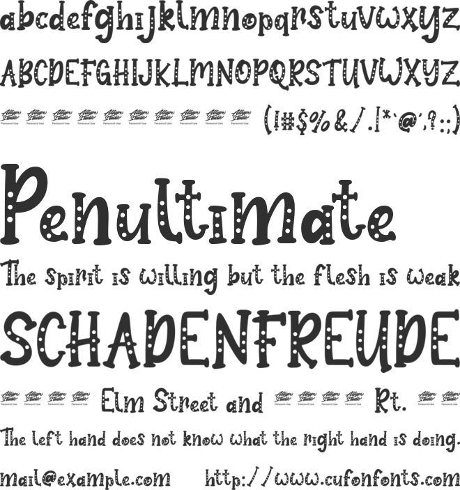 Baby Snowman Display - PUL font preview