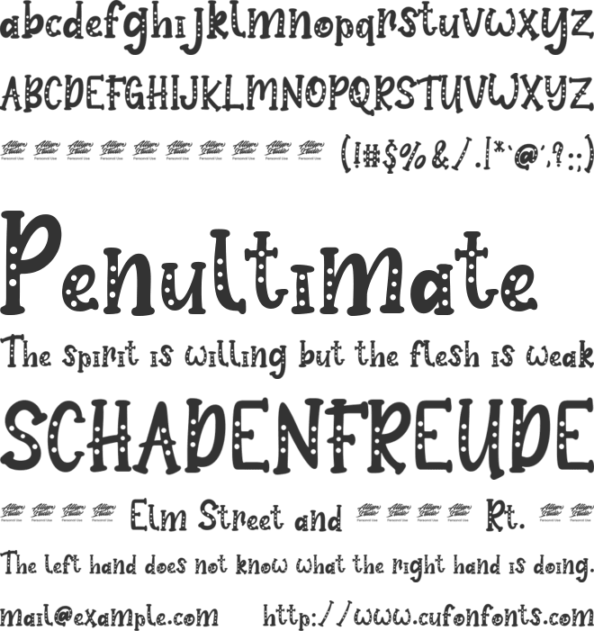 Baby Snowman Display - PUL font preview