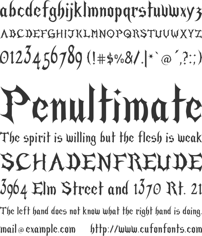 Mirage Gothic font preview