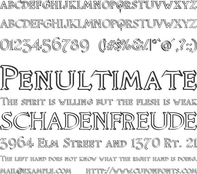 Knights Quest Callig font preview