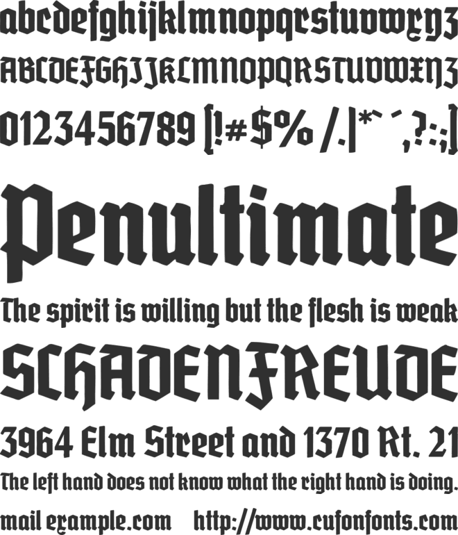 Grobe Deutschmeister font preview