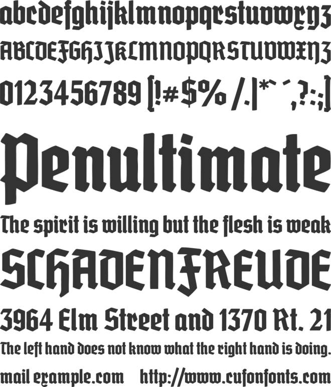 Grobe Deutschmeister font preview
