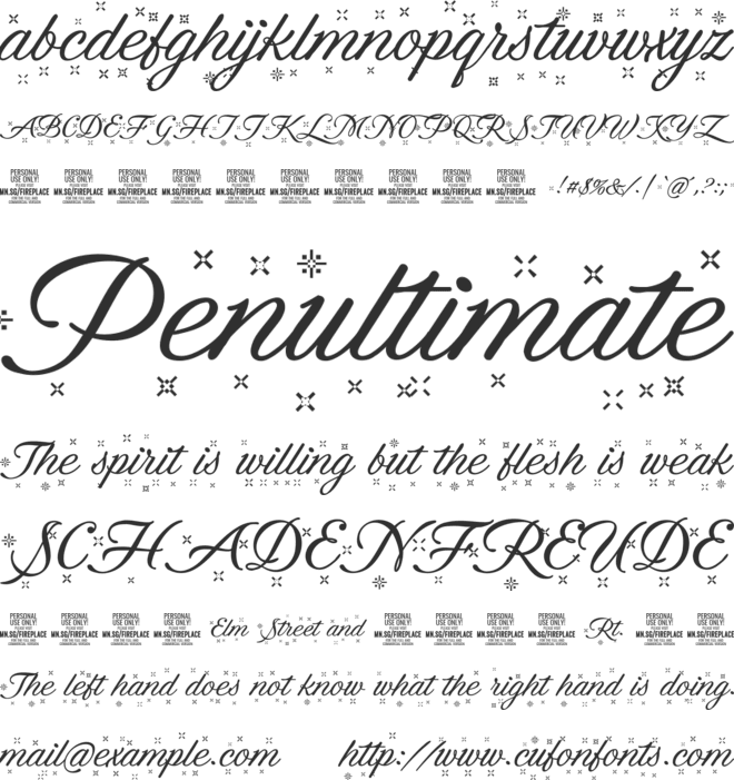 Fireplace PERSONAL USE ONLY font preview