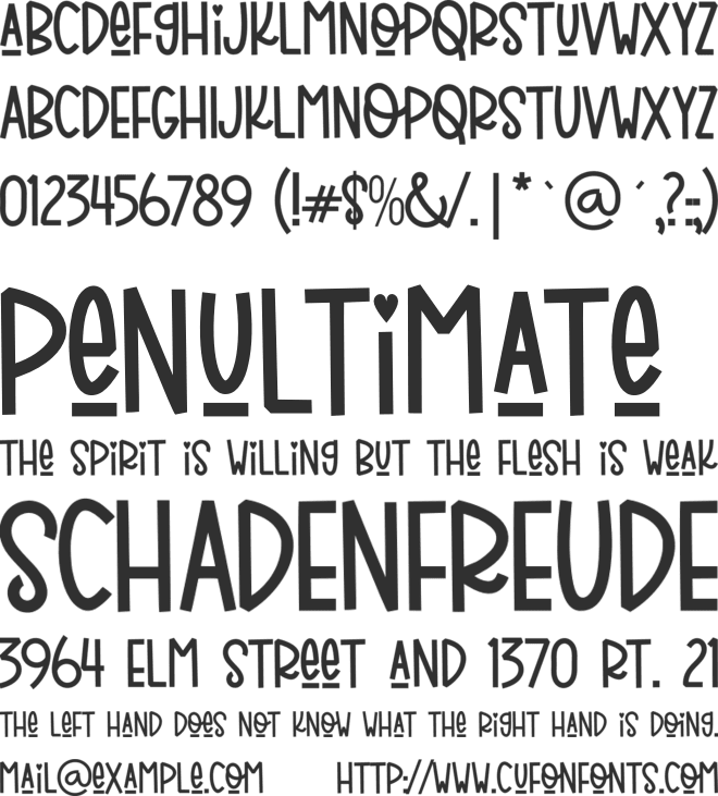 Holiday Planner font preview