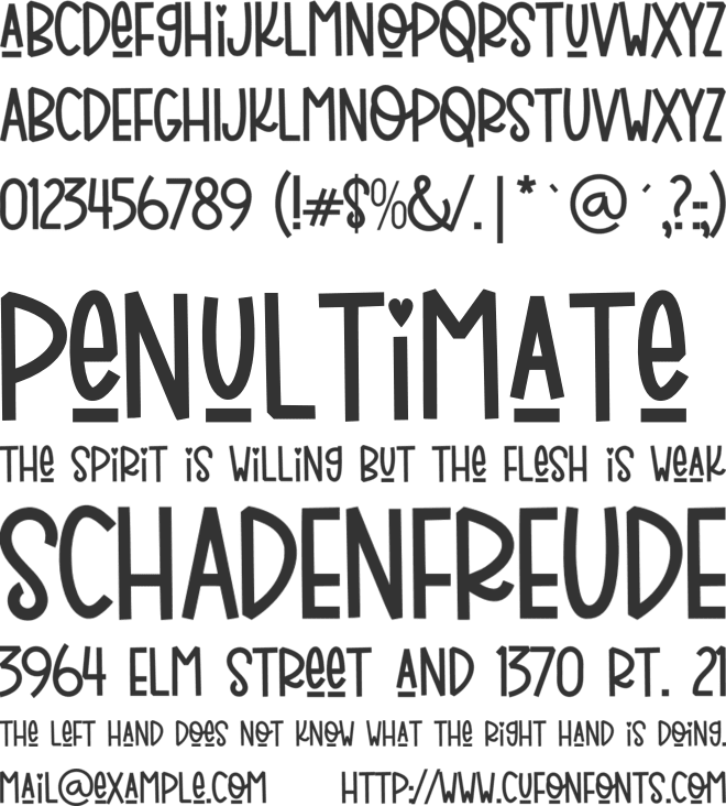 Holiday Planner font preview