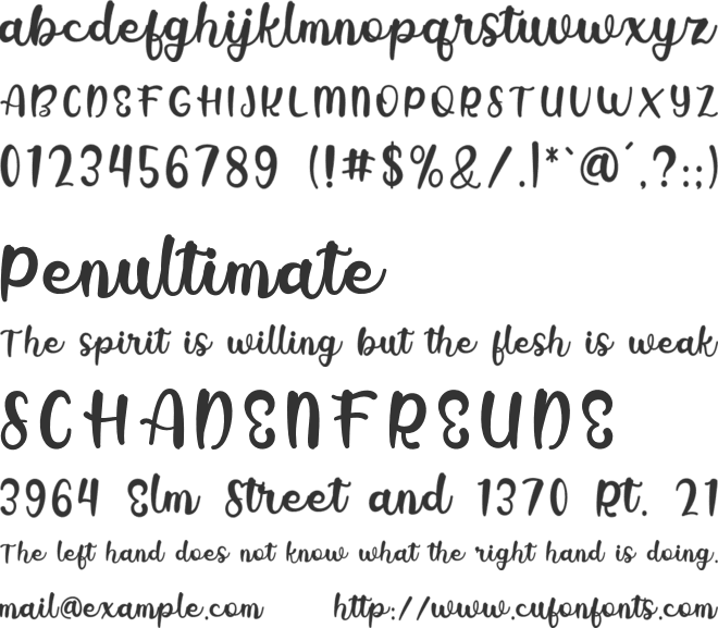 sherly font preview