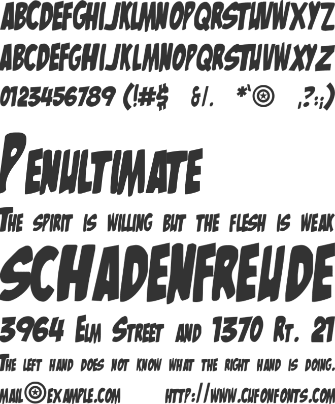 The Mighty Avengers font preview