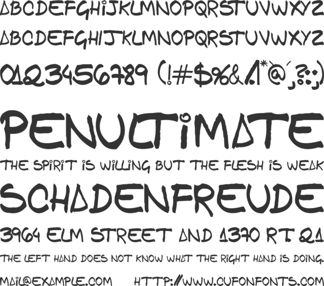 GFAM Comic font preview