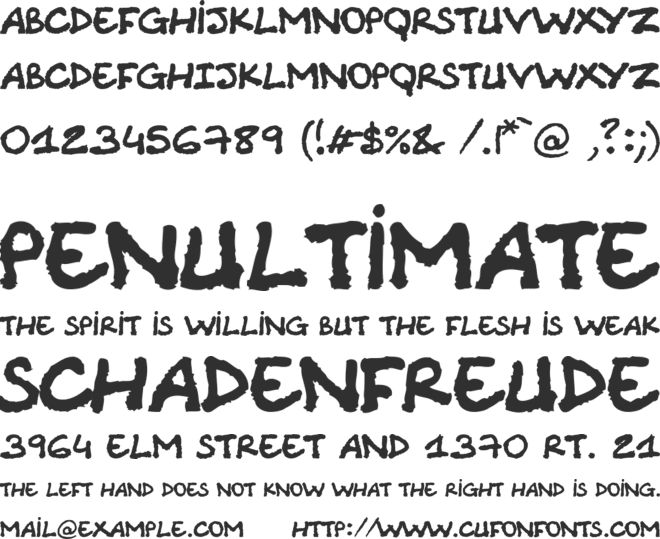 Comic Note font preview
