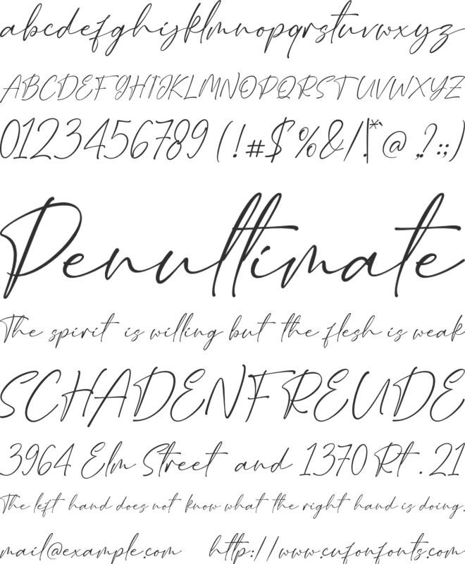 Right Here font preview