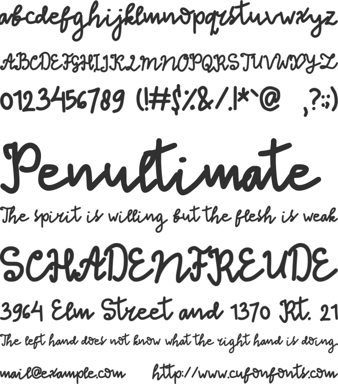 Thinna Bell font preview