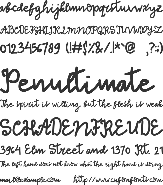 Thinna Bell font preview