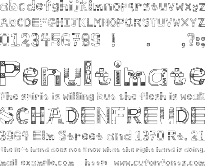 Steampunk Machinery Font font preview