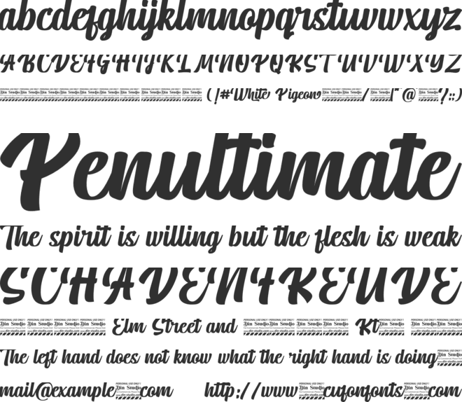White Pigeon font preview